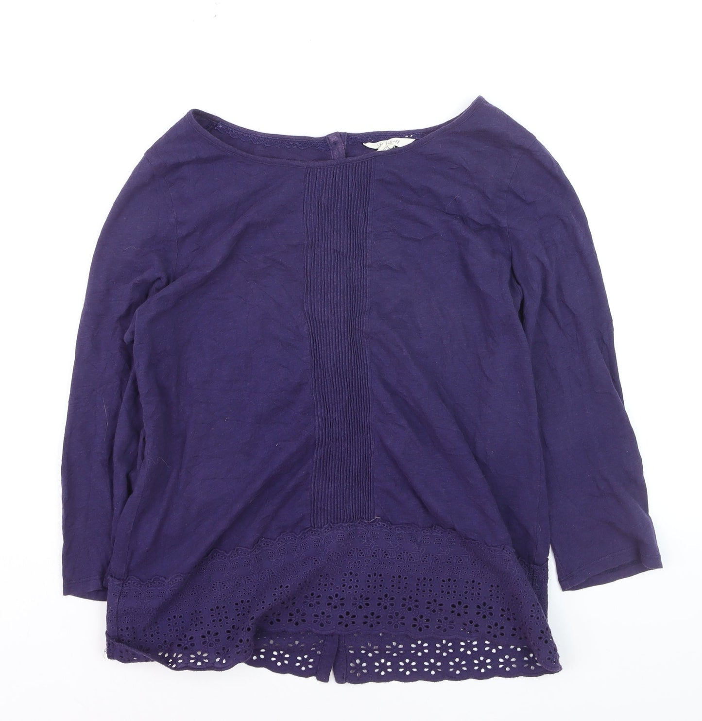 White Stuff Women's Purple Cotton Tunic Blouse Size 10