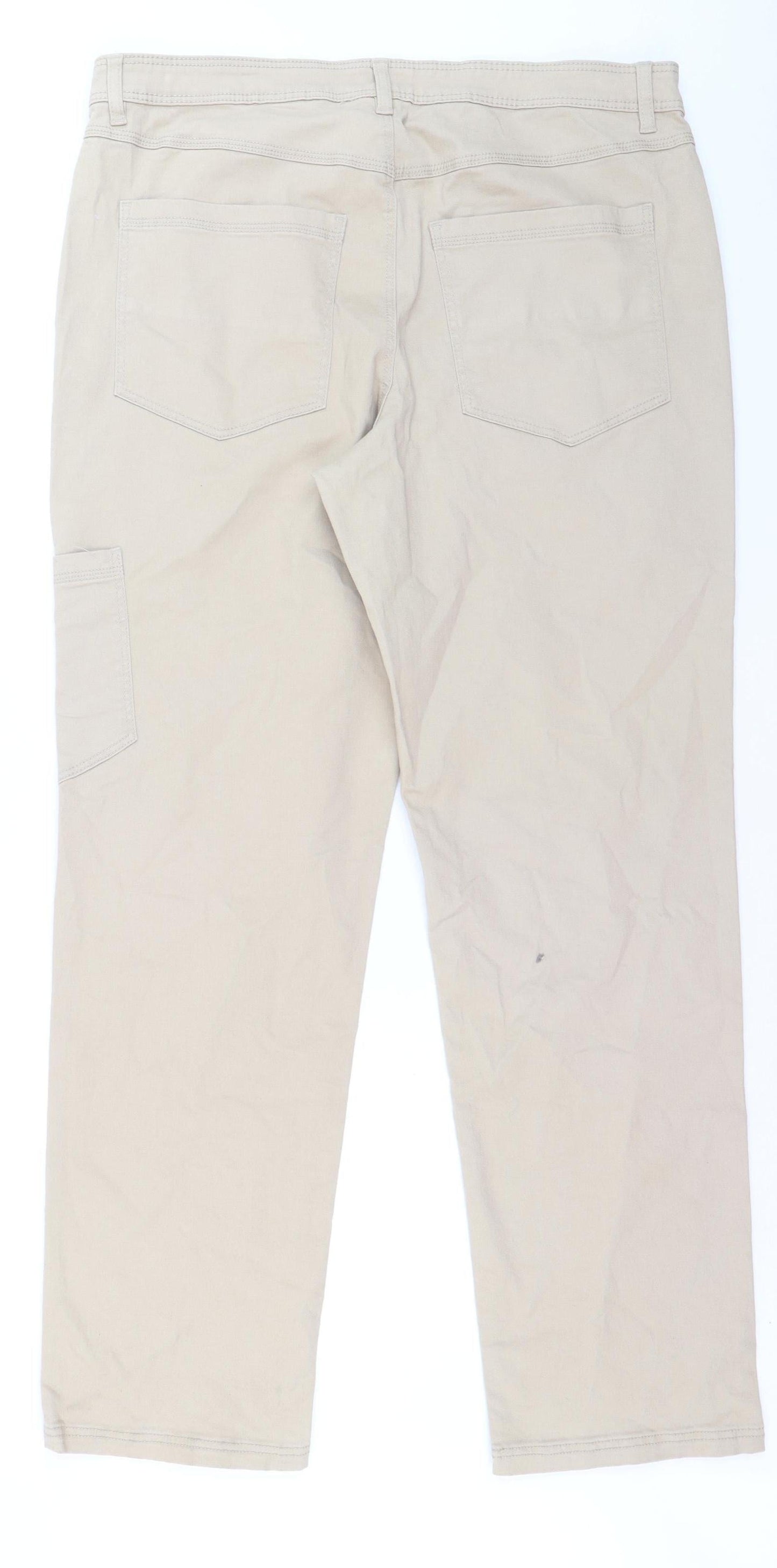 H&M Women Beige Straight Cargo Pocket Jeans Size 12