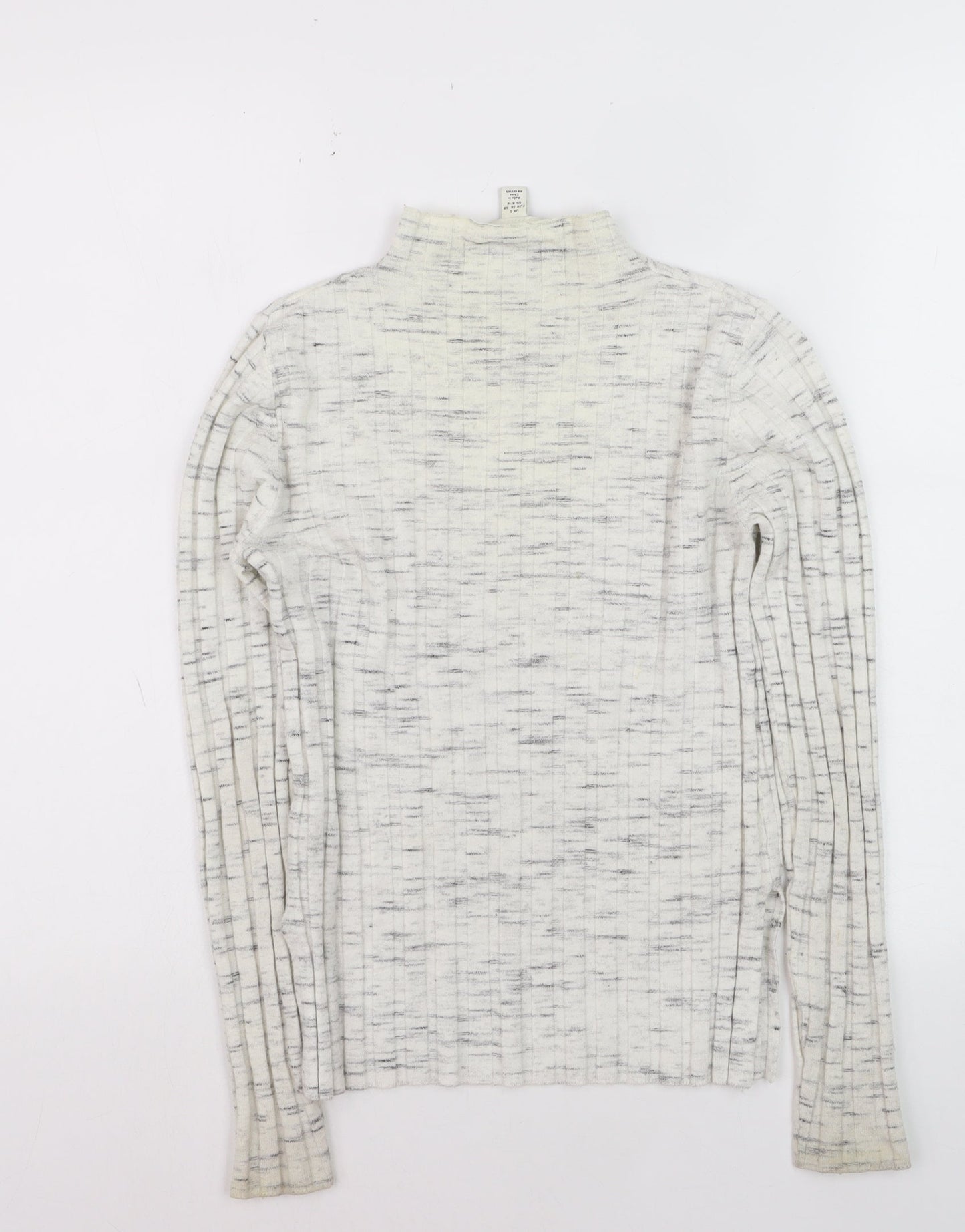 Topshop Women's Ivory Mock Neck Ribbed Knit Jumper Size S