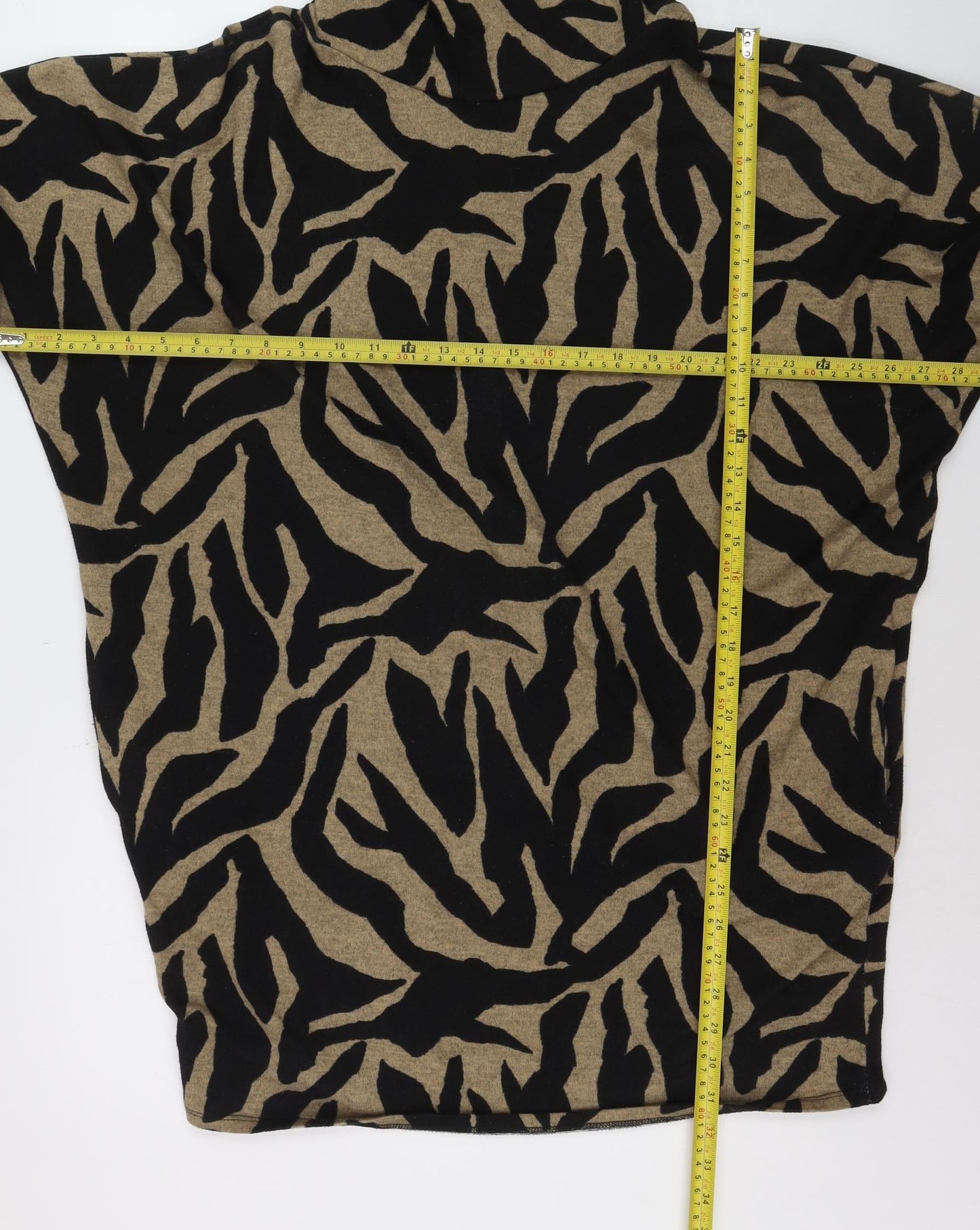 Apricot Womens Brown Animal Print Roll Neck Short Sleeve Jumper M
