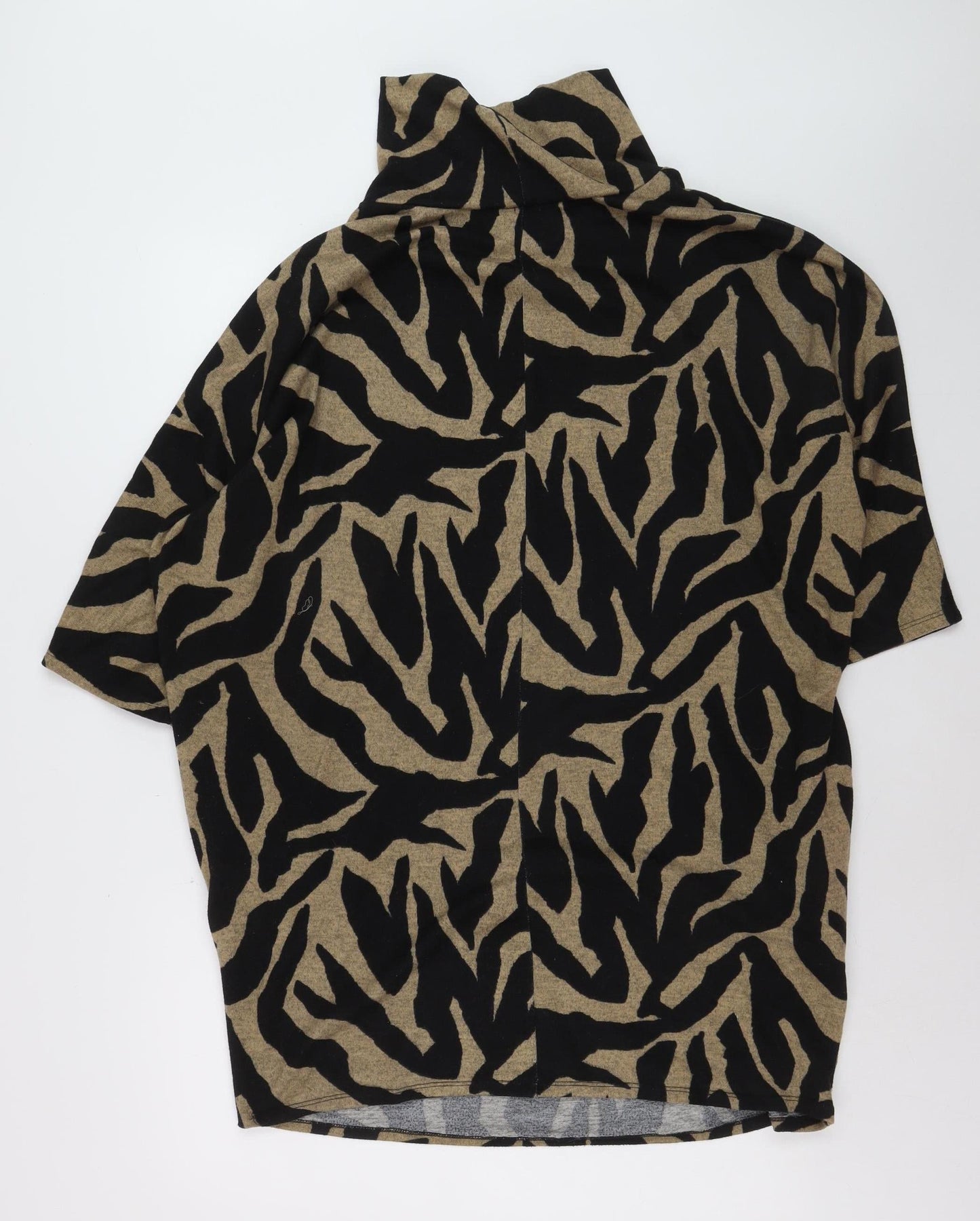 Apricot Womens Brown Animal Print Roll Neck Short Sleeve Jumper M