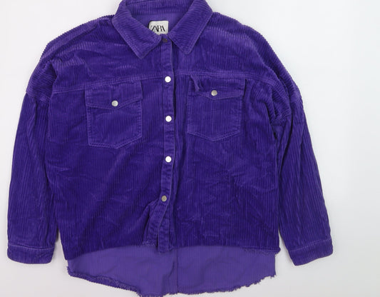 Zara Women's Purple Corduroy Button-Up Shirt Size 12