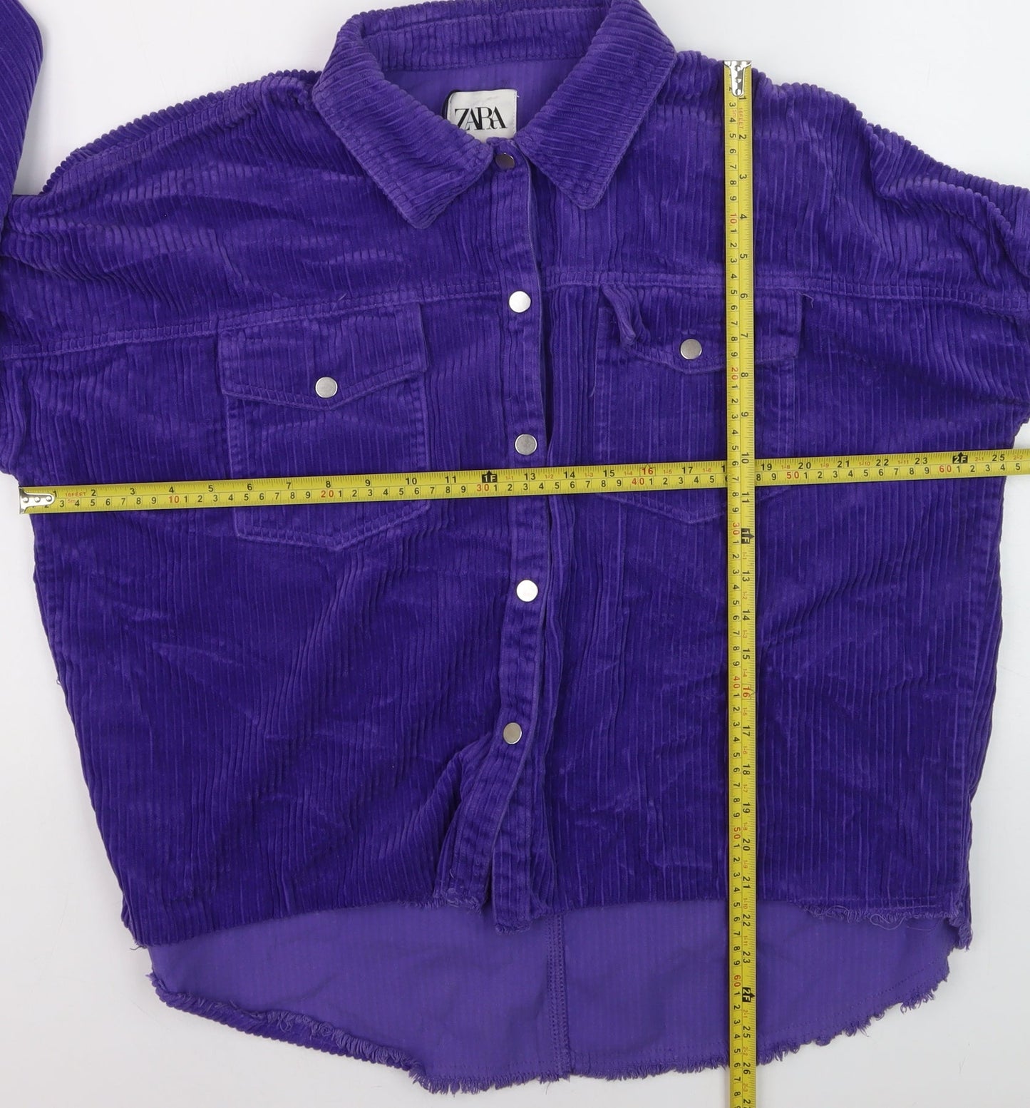 Zara Women's Purple Corduroy Button-Up Shirt Size 12
