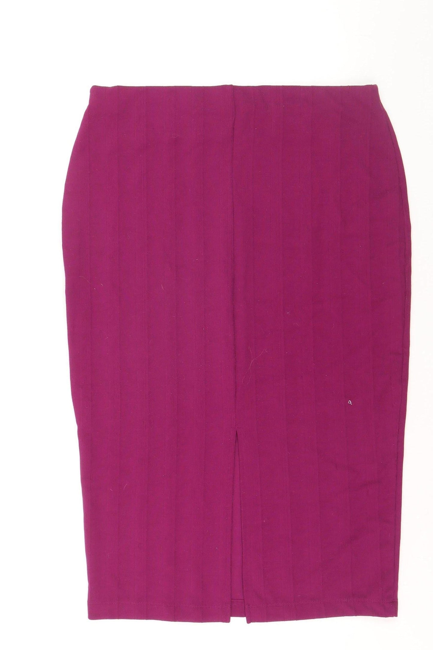 Zara Women Purple Pencil Skirt L Stretch Jersey Knee Length