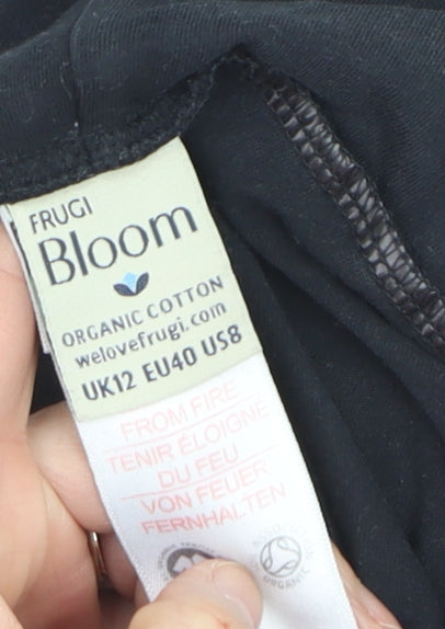 Frugi Bloom Black Organic Cotton Maternity Leggings UK 12