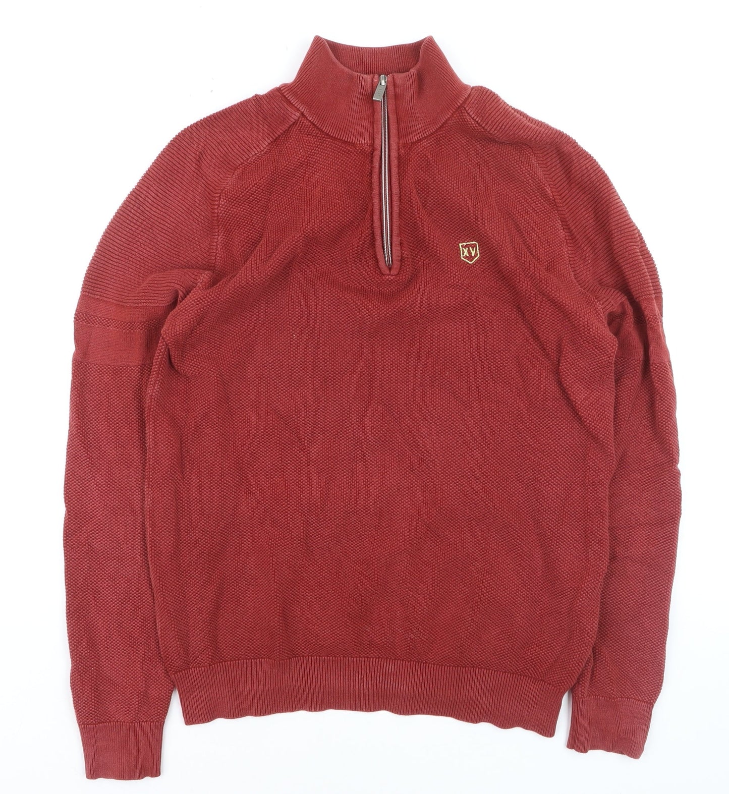 XV Kings Men's Red Cotton 1/2 Zip Knit Sweatshirt M