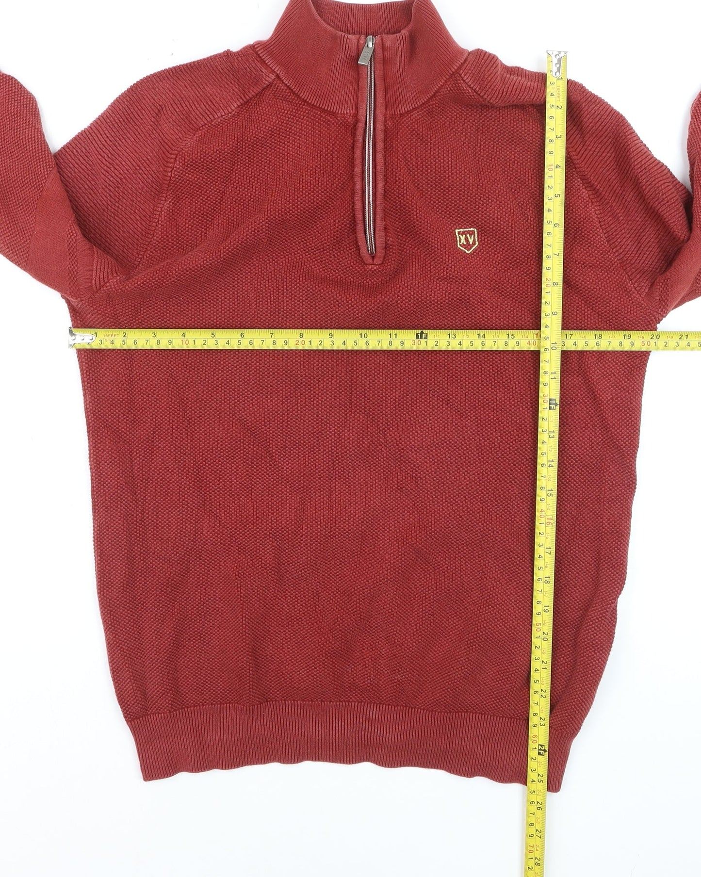 XV Kings Men's Red Cotton 1/2 Zip Knit Sweatshirt M