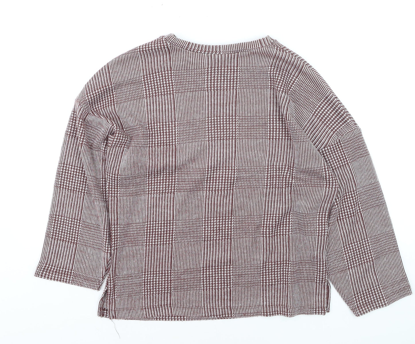 ZARA Women Brown Check Knit Pullover Jumper Size M