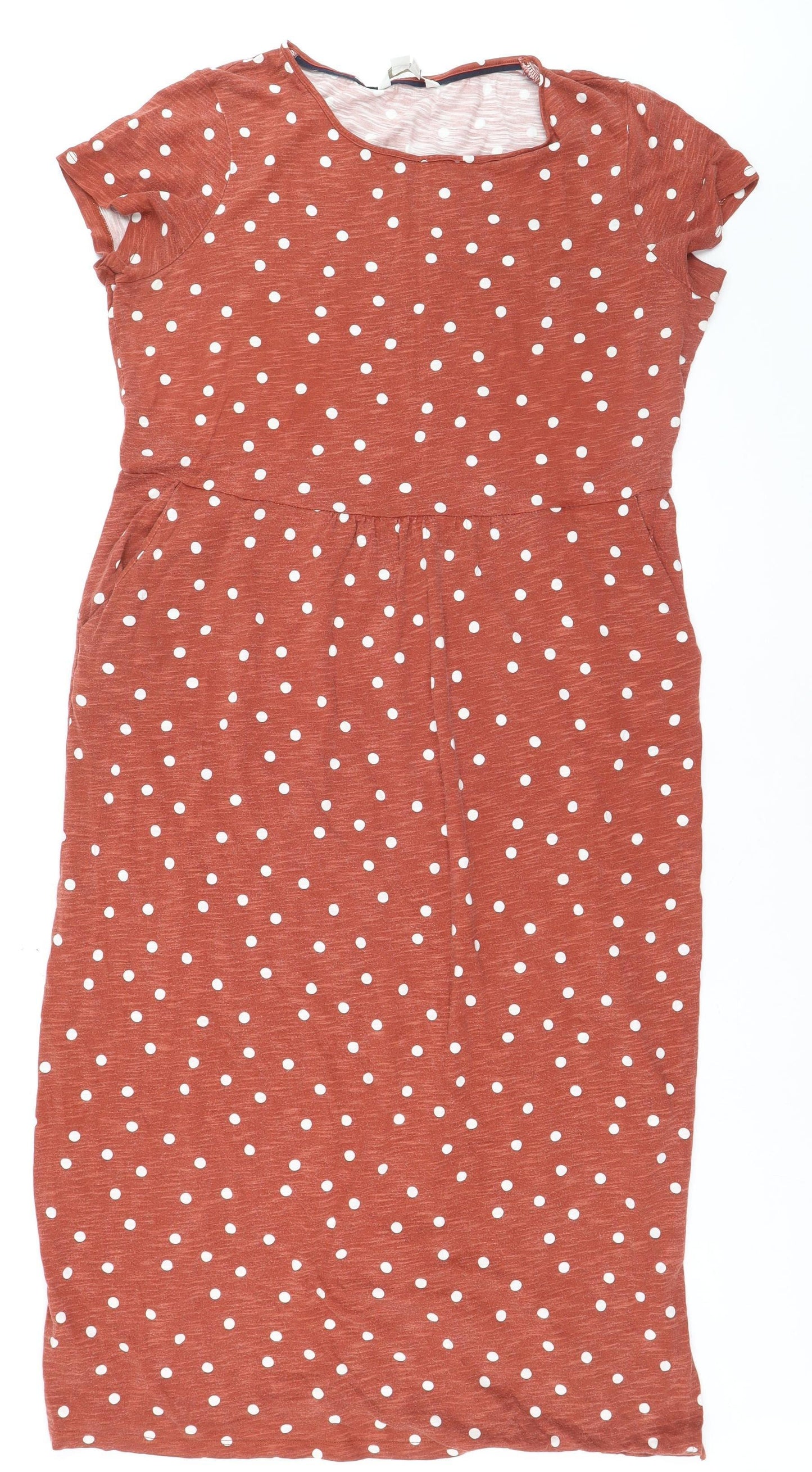 Boden Women Brown Polka Dot Midi Fit & Flare Dress Size 16L