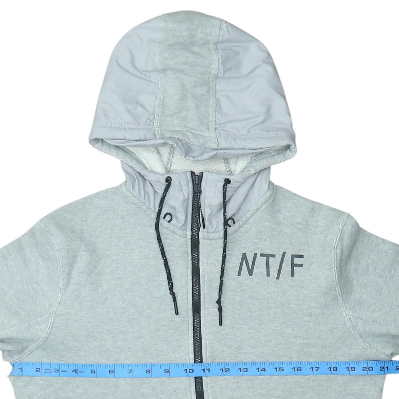 Nike Men's Grey Full Zip Hoodie M Regular Fit Cotton Blend