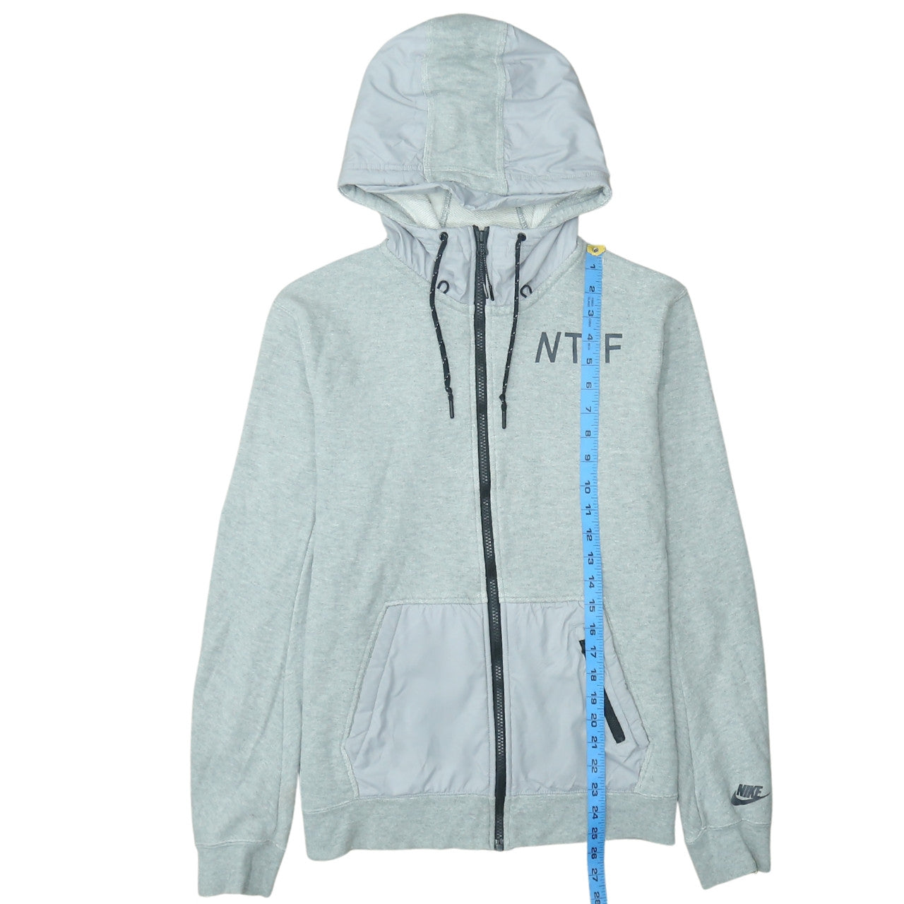 Nike Men's Grey Full Zip Hoodie M Regular Fit Cotton Blend