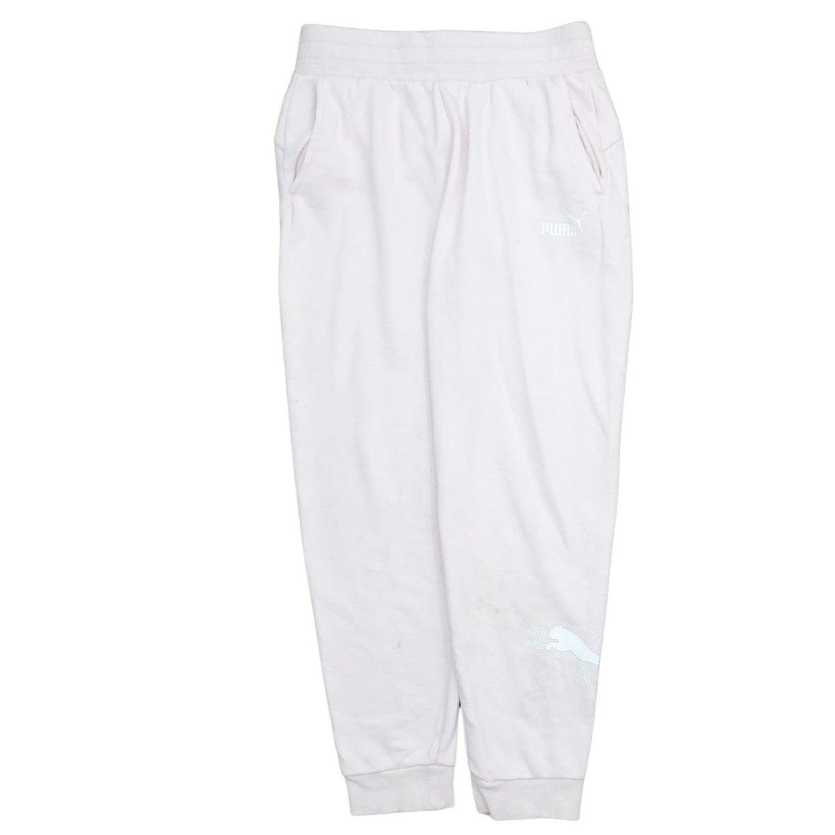 Puma Women’s White Jogger Trousers Size M Elastic Waist Fleece