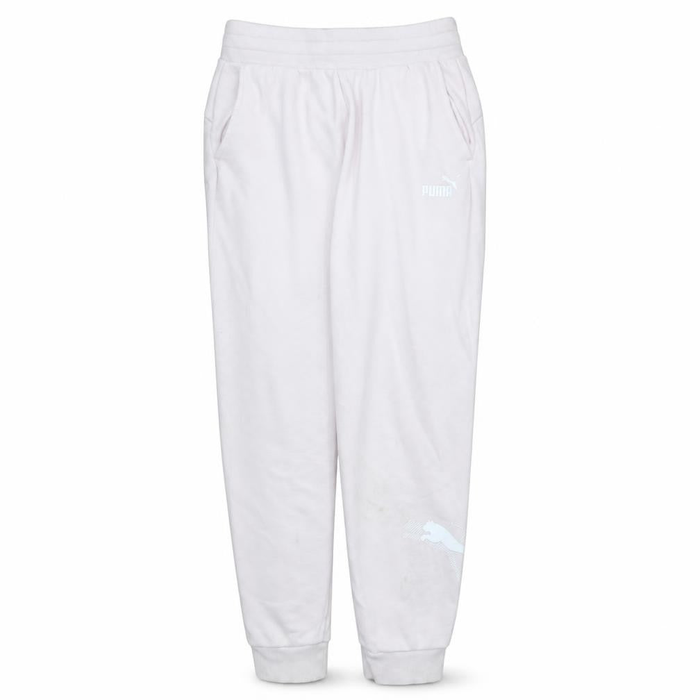 Puma Women’s White Jogger Trousers Size M Elastic Waist Fleece