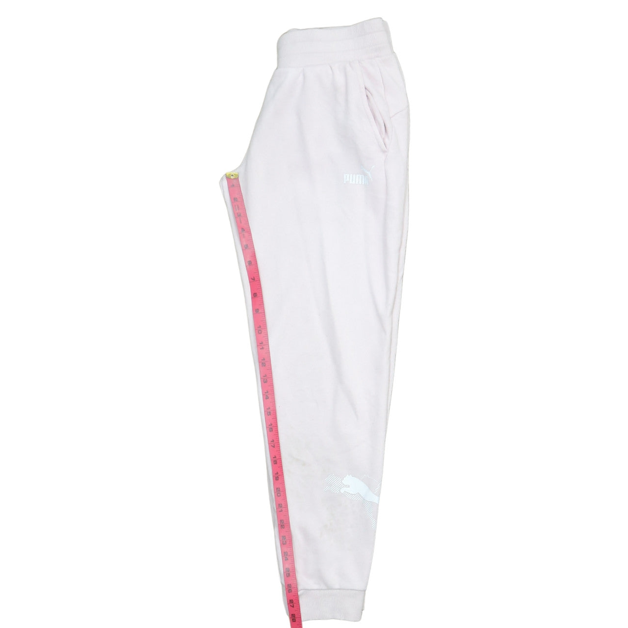 Puma Women’s White Jogger Trousers Size M Elastic Waist Fleece
