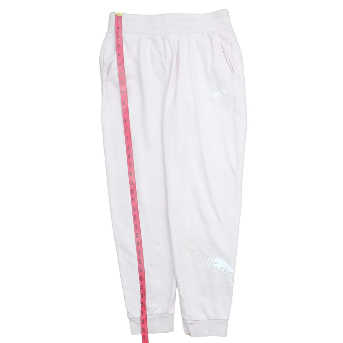 Puma Women’s White Jogger Trousers Size M Elastic Waist Fleece
