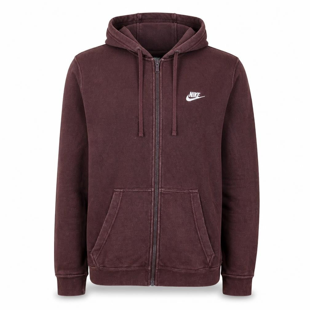 Nike Men's Brown Full Zip Hoodie M Regular Fit Fleece Sweatshirt