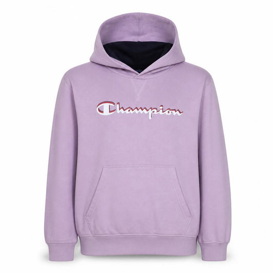 Front view of Champion girls’ pink pullover fleece hoodie 15-16 years logo sweatshirt