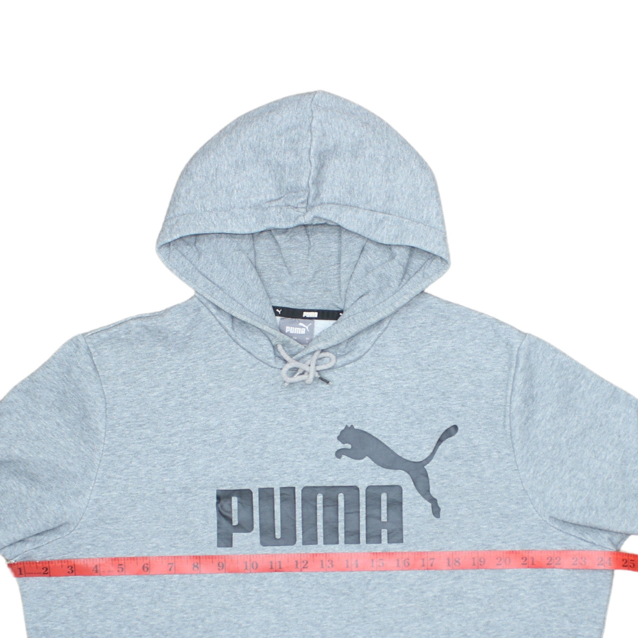 Puma Men's Grey Pullover Hoodie L Fleece Logo Sportswear