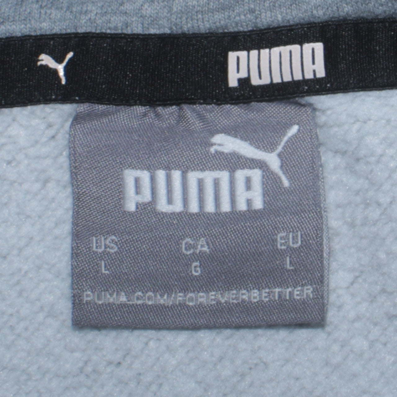 Puma Men's Grey Pullover Hoodie L Fleece Logo Sportswear