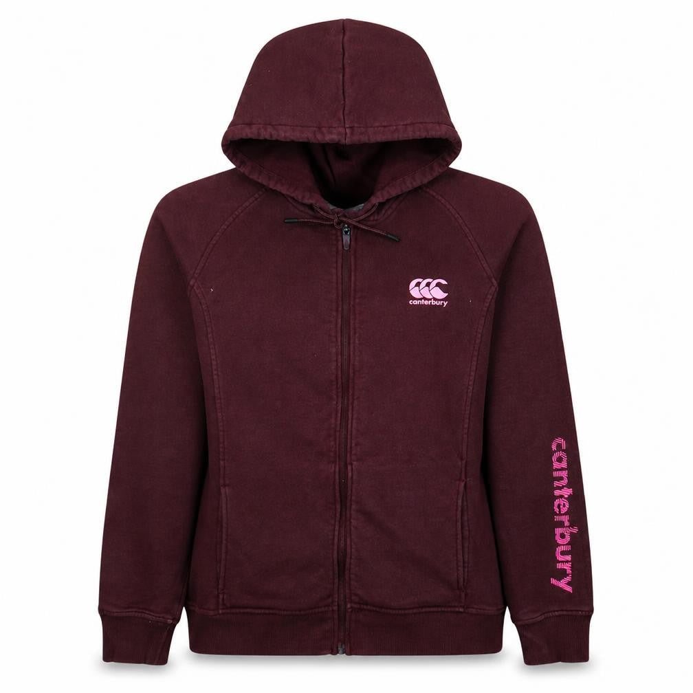 Canterbury Womens Burgundy Full Zip Hoodie Size 14 Cotton Blend