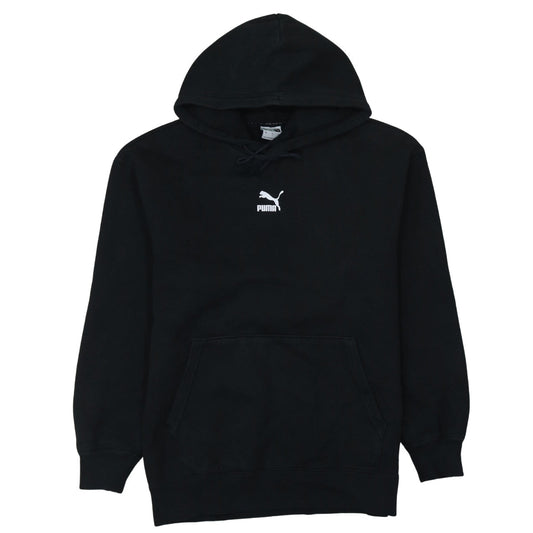 Puma Mens Black Pullover Hoodie Small Logo Fleece Sweatshirt