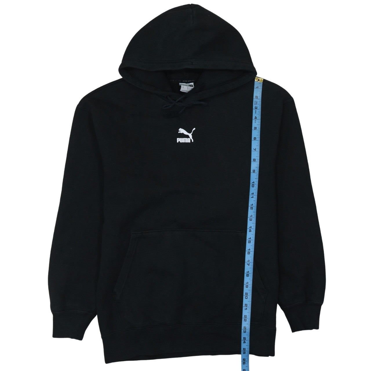 Puma Mens Black Pullover Hoodie Small Logo Fleece Sweatshirt