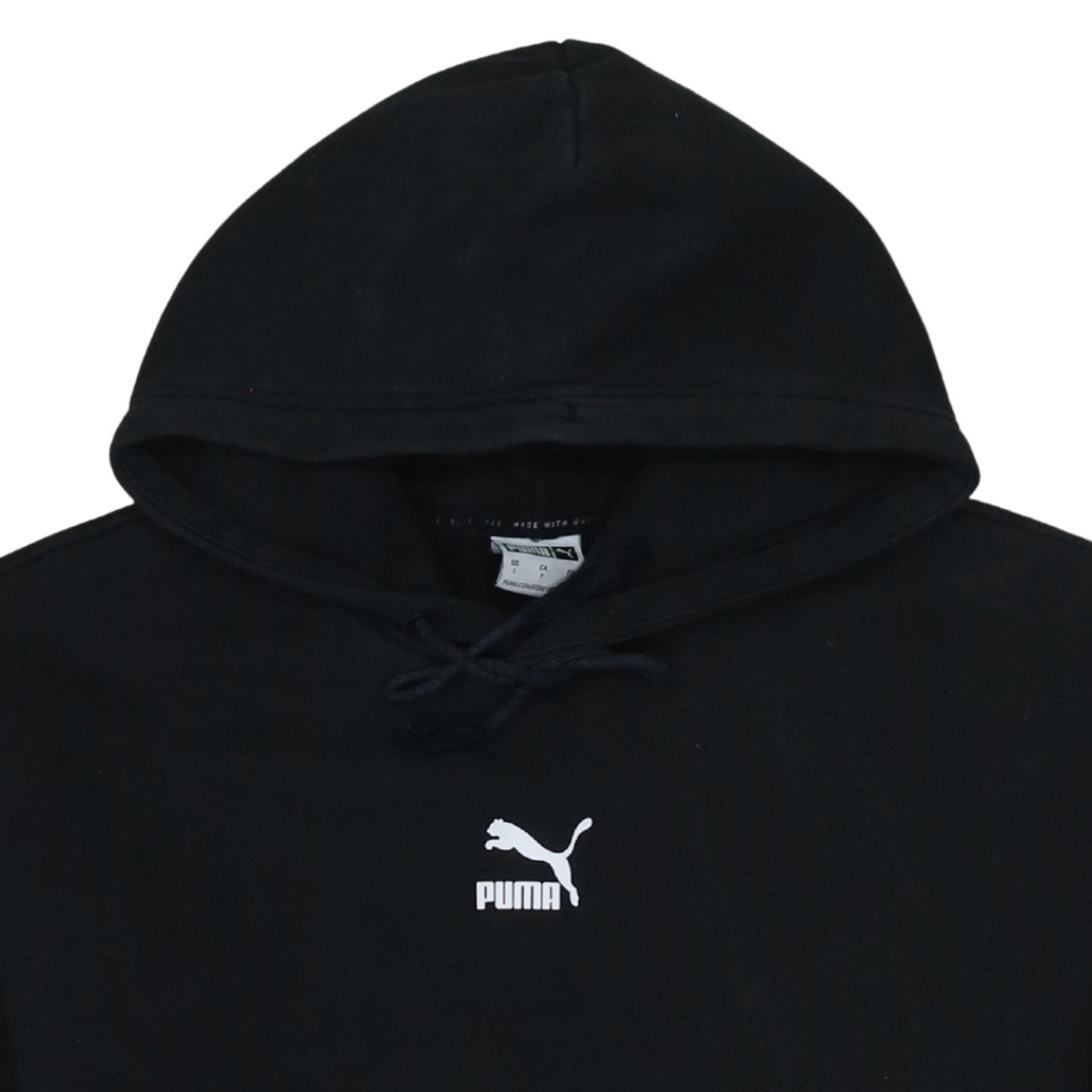 Puma Mens Black Pullover Hoodie Small Logo Fleece Sweatshirt