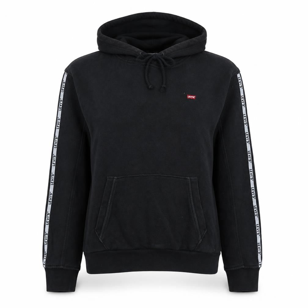 Levi's Women's Black Hoodie Small Pullover Logo Tape Detail Sweatshirt