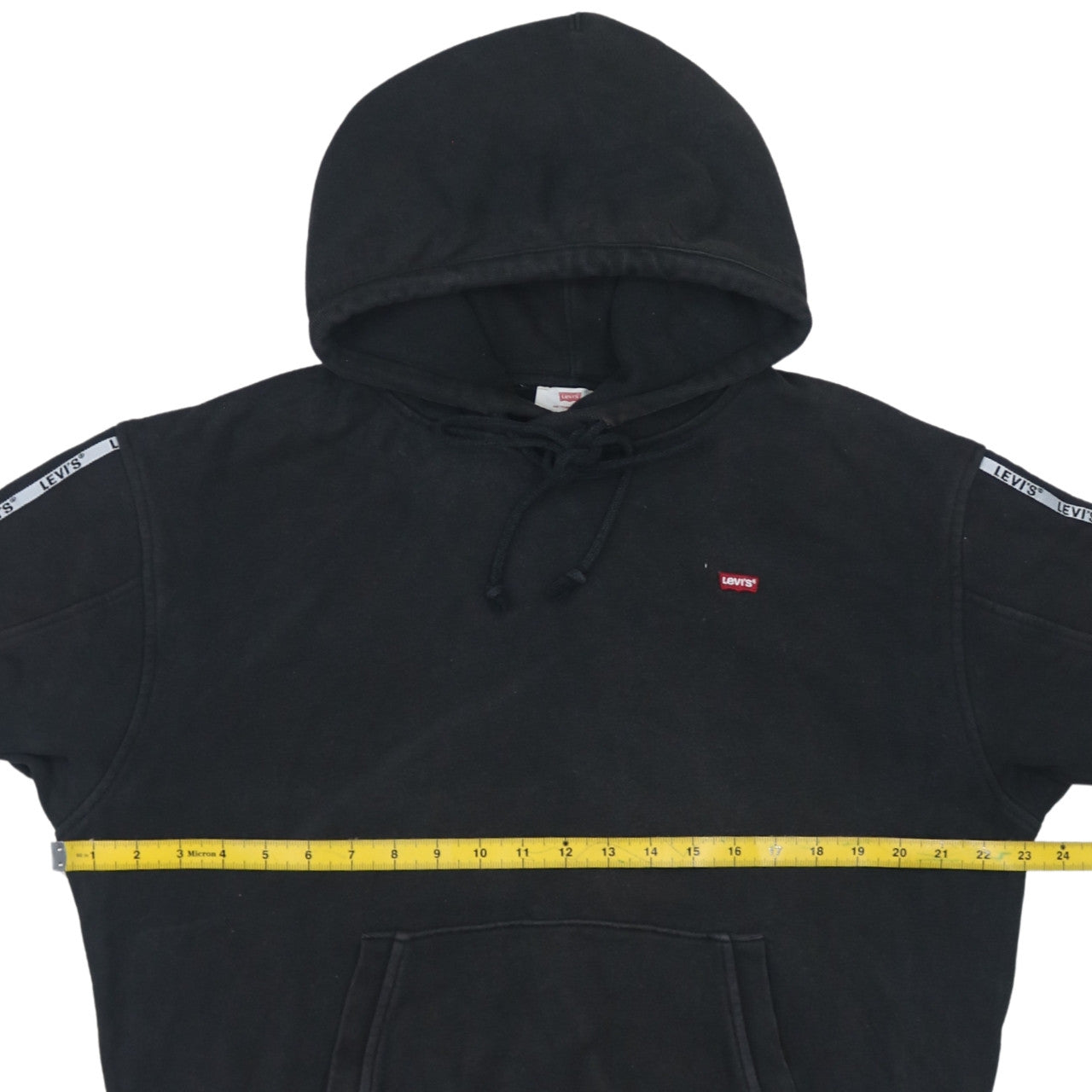 Levi's Women's Black Hoodie Small Pullover Logo Tape Detail Sweatshirt