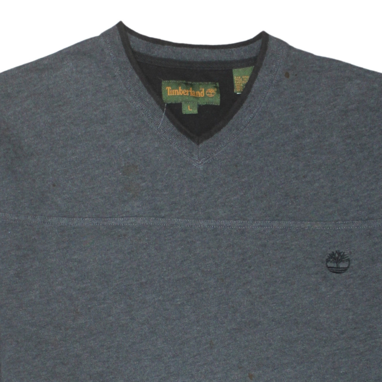 Timberland Men's Grey Cotton V-Neck Pullover Jumper Size L
