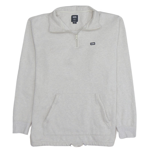 Vans Men's Beige 1/4 Zip Fleece Sweatshirt Medium Regular Fit