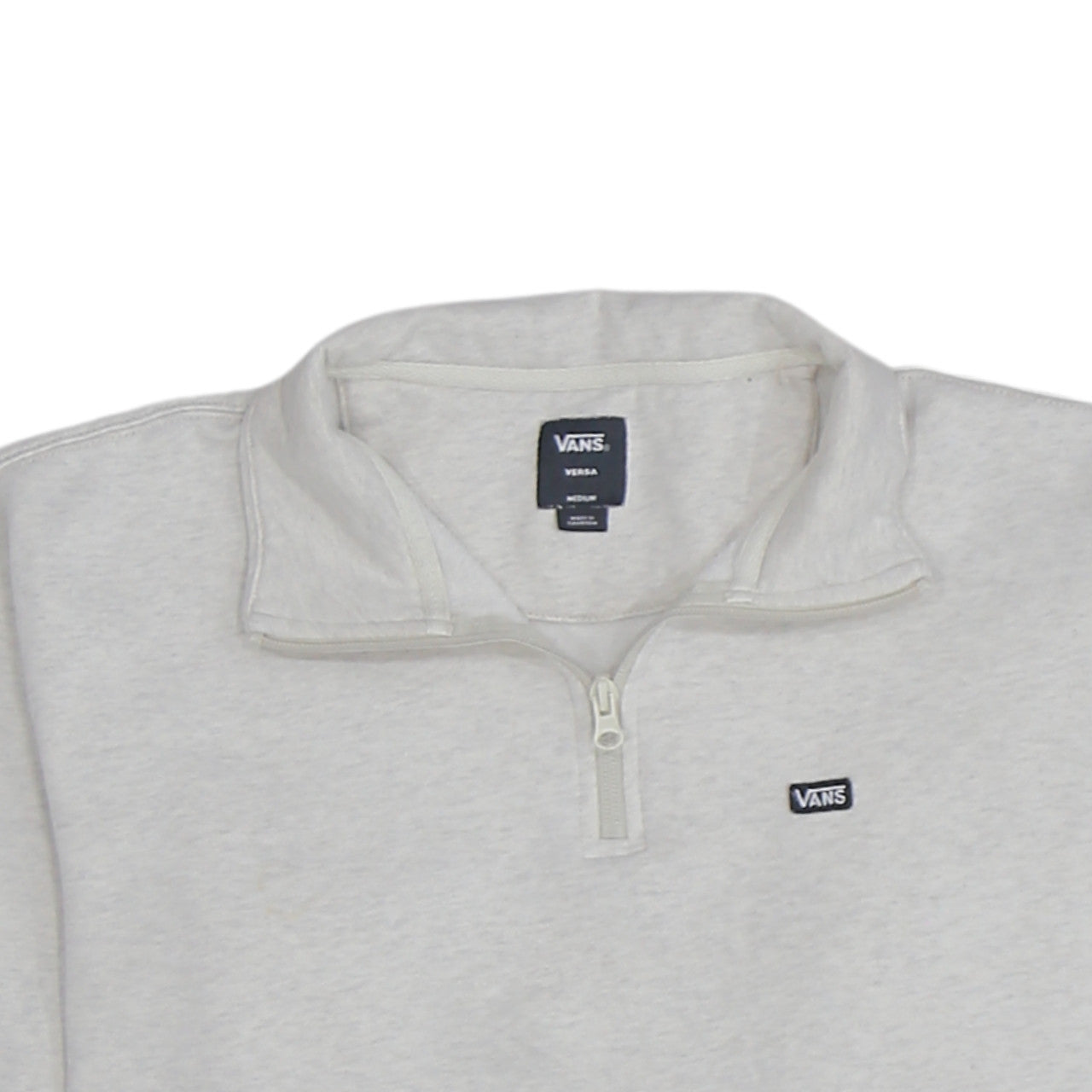 Vans Men's Beige 1/4 Zip Fleece Sweatshirt Medium Regular Fit