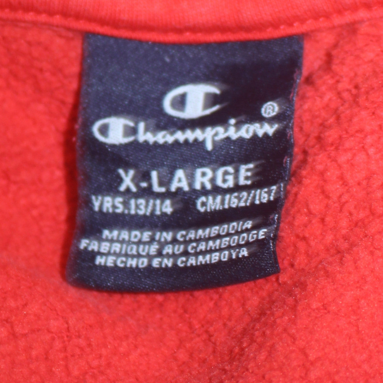 Champion Boys Red Pullover Hoodie XL 13-14 Years Fleece Logo Sweatshirt