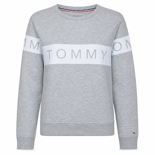 Tommy Jeans Womens Grey Small Pullover Sweatshirt Crew Neck Logo Print
