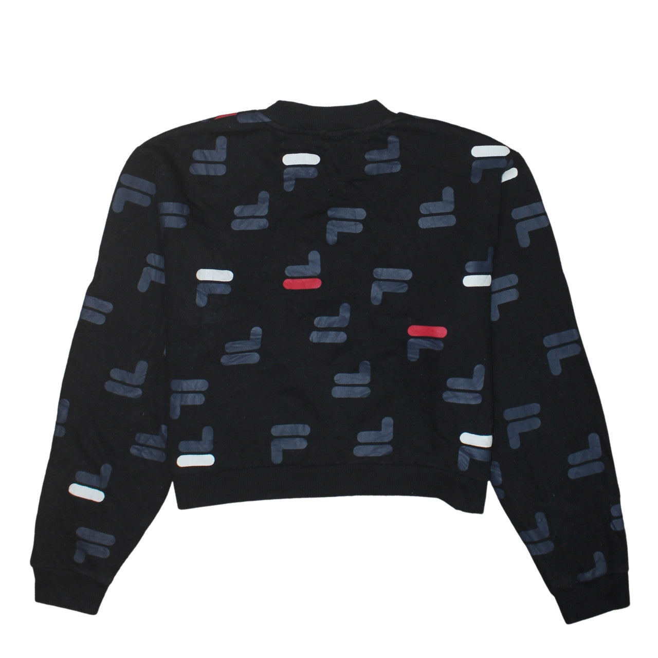 Fila Womens Black XL Crew Neck Pullover Sweatshirt All Over Logo