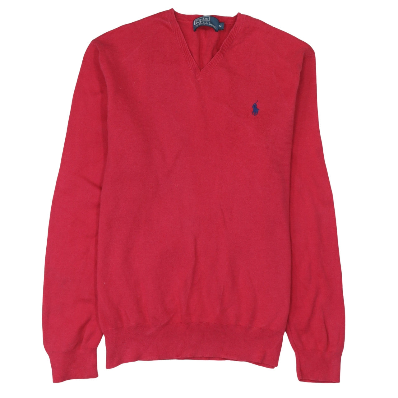 Ralph Lauren Men's Red V-Neck Cotton Jumper Size M