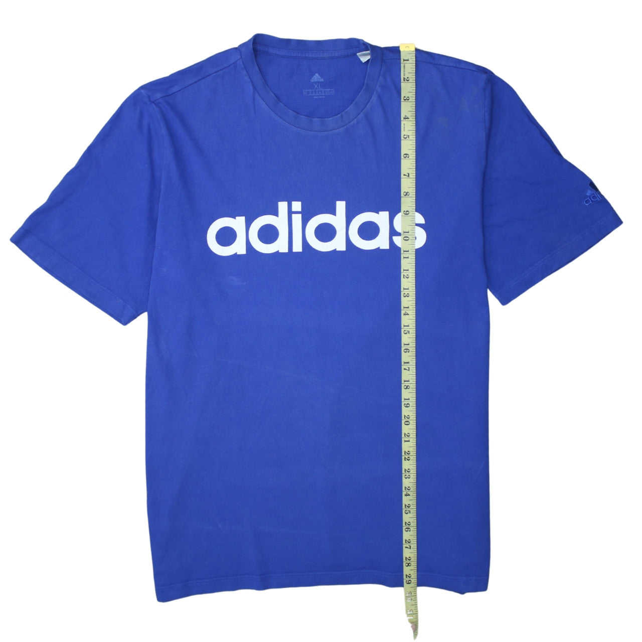 Adidas Men's Blue XL Logo Print Crew Neck Cotton T-Shirt