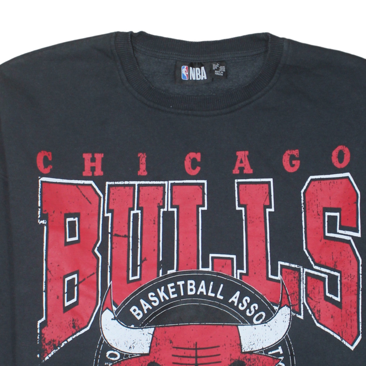 NBA Chicago Bulls Black Sweatshirt Women L 14/16 Graphic Pullover Crew Neck