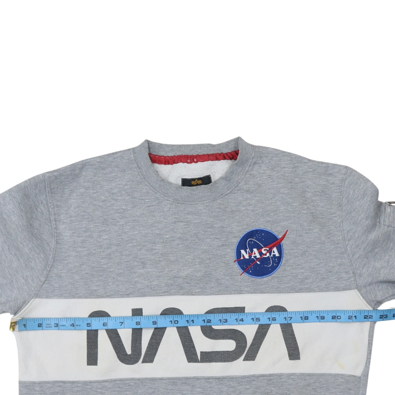 Alpha Industries Men's Grey NASA Crew Neck Pullover Sweatshirt L
