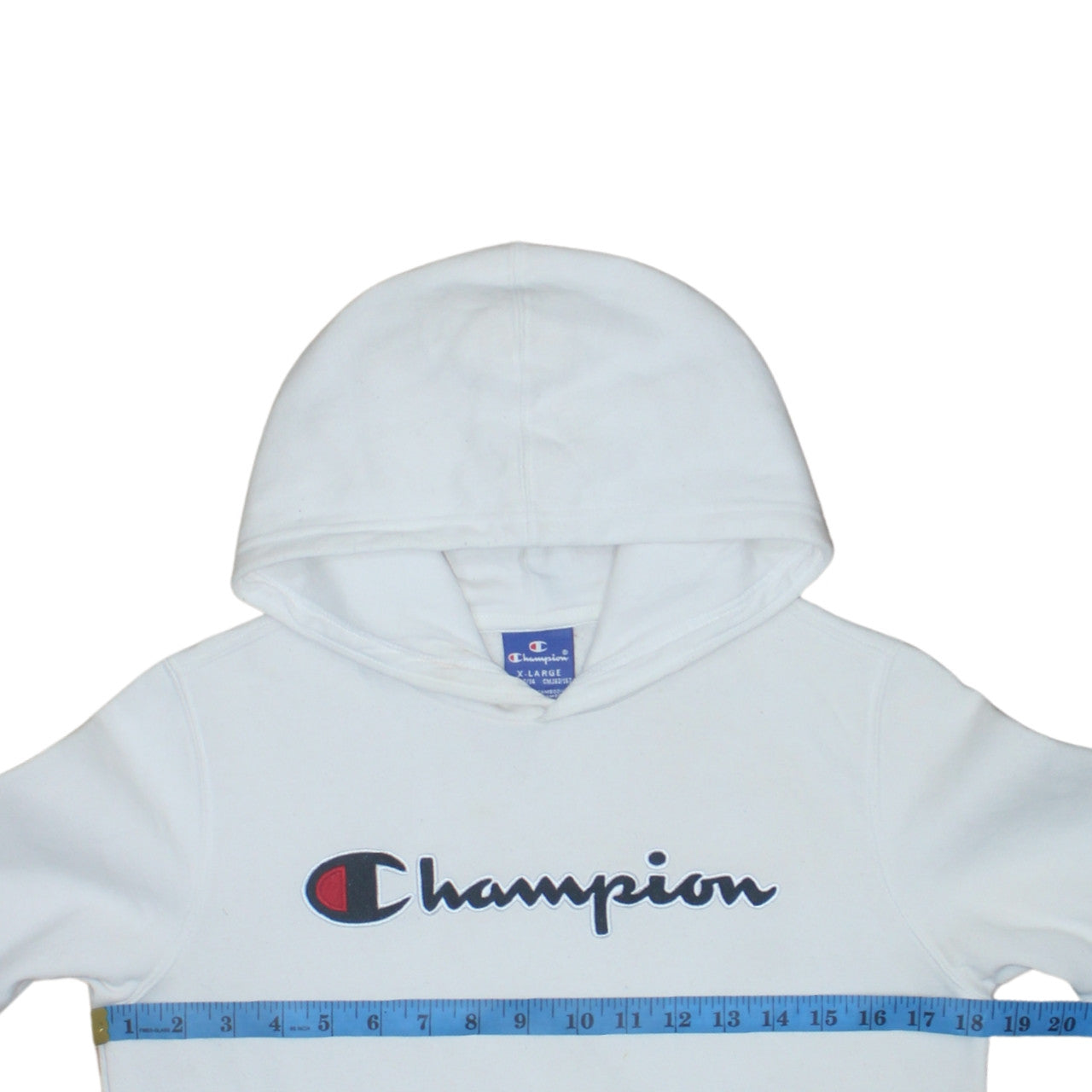 Champion Boys White 13-14 Yrs Pullover Hoodie with Logo Print