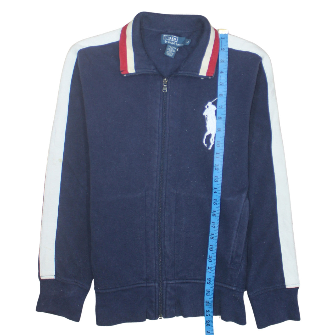 Polo Ralph Lauren Men's Navy Track Jacket M Full Zip Cotton Blend