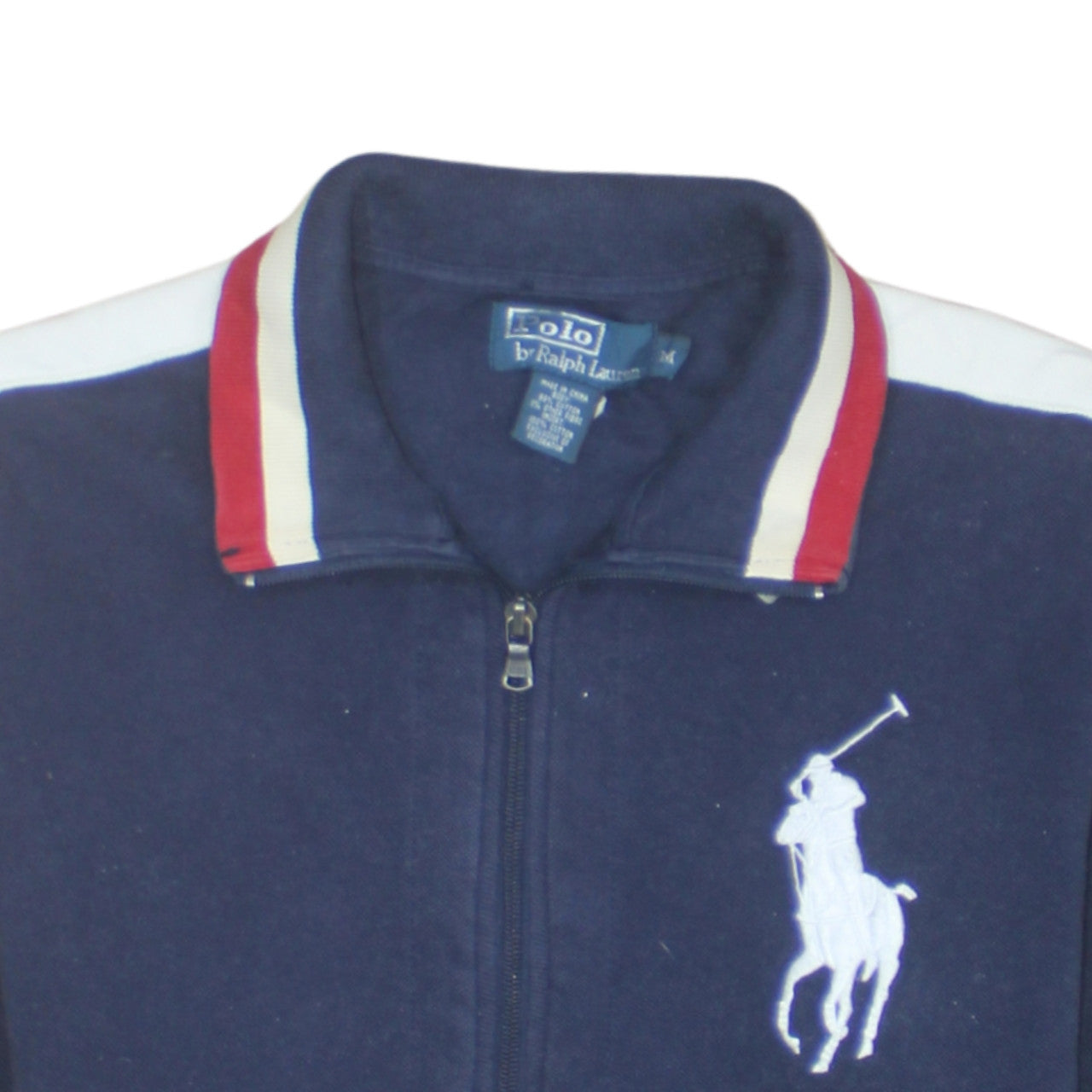 Polo Ralph Lauren Men's Navy Track Jacket M Full Zip Cotton Blend