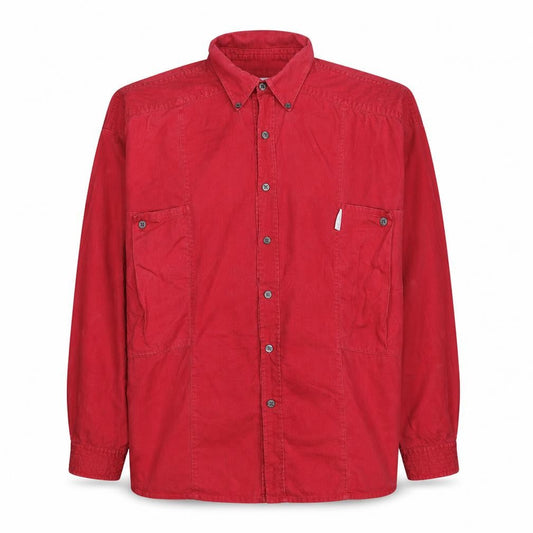 Adidas Vintage Women's Red Cotton Long Sleeve Button-Up Shirt Size 14