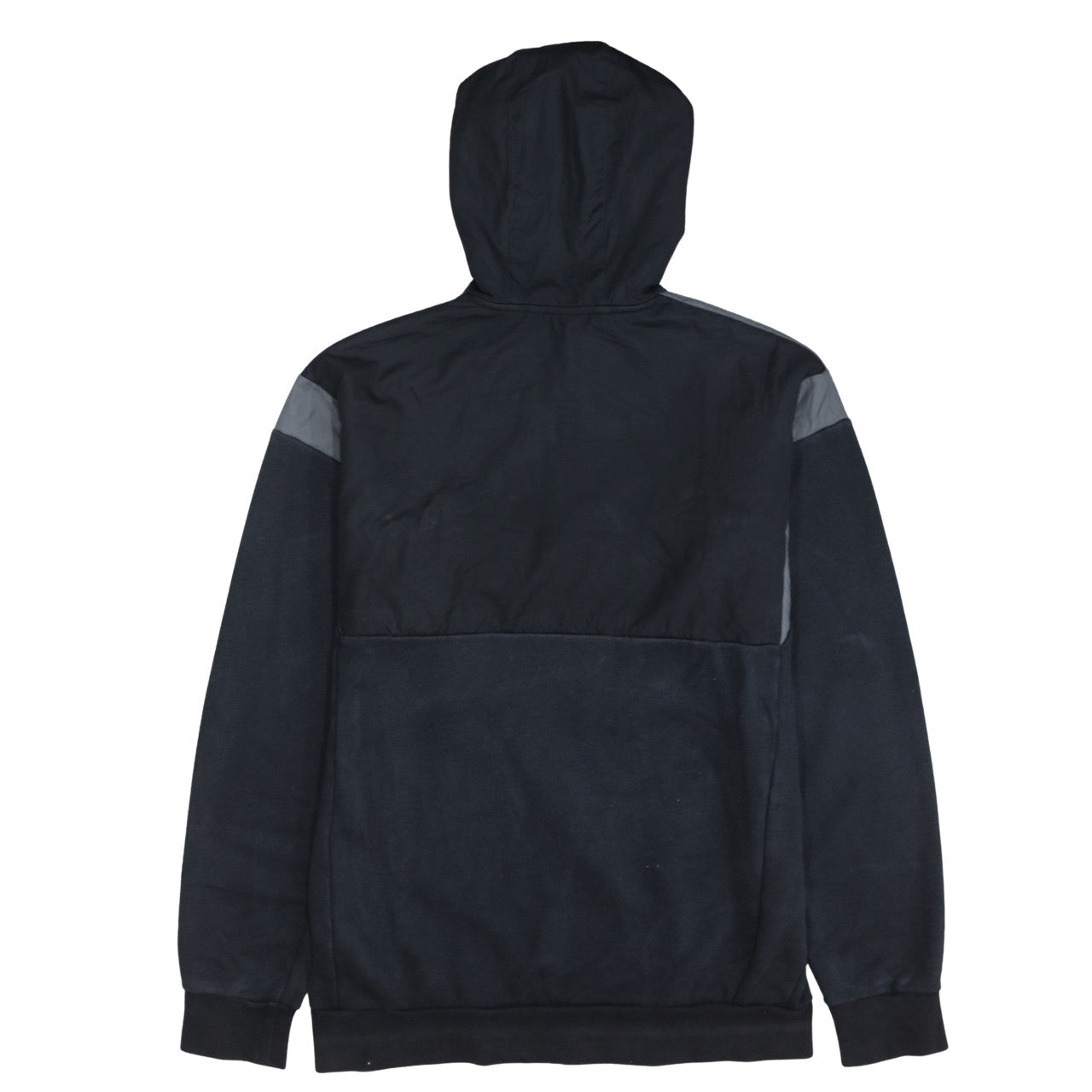Adidas Boys Black 1/2 Zip Pullover Hoodie with Grey Stripes Size 15-16 Years