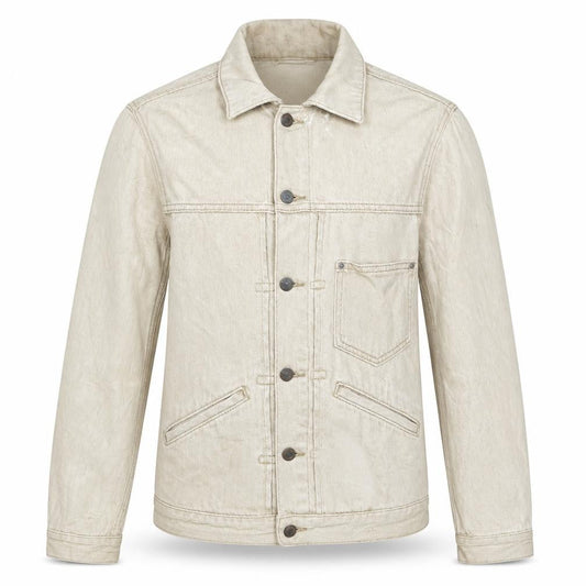 Zara Men Beige Slim Fit Denim Button-Up Jacket Size S