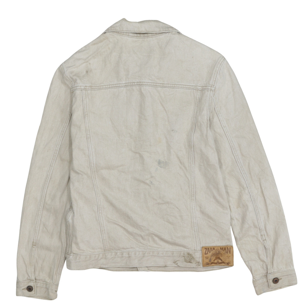 Zara Men Beige Slim Fit Denim Button-Up Jacket Size S