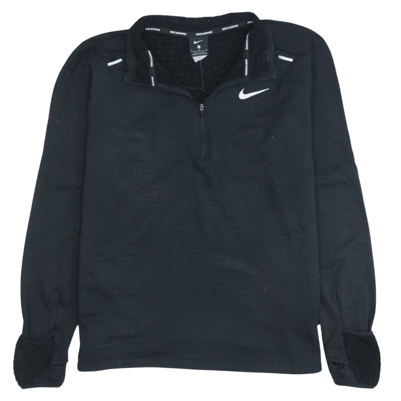 Nike Men's Black L 1/4 Zip Running Sweatshirt Athletic Pullover