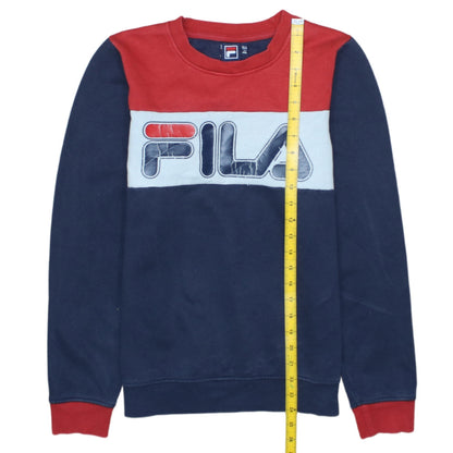 Close-up detail of Fila boys’ multicoloured 14 years pullover sweatshirt with logo