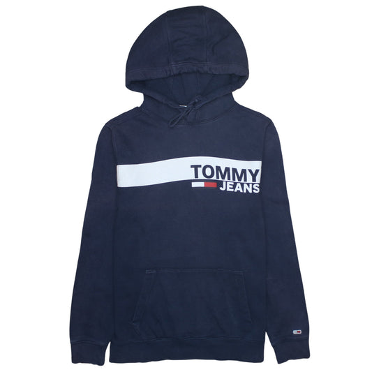 Tommy Jeans Men’s Blue Pullover Hoodie L Logo Fleece Sweatshirt