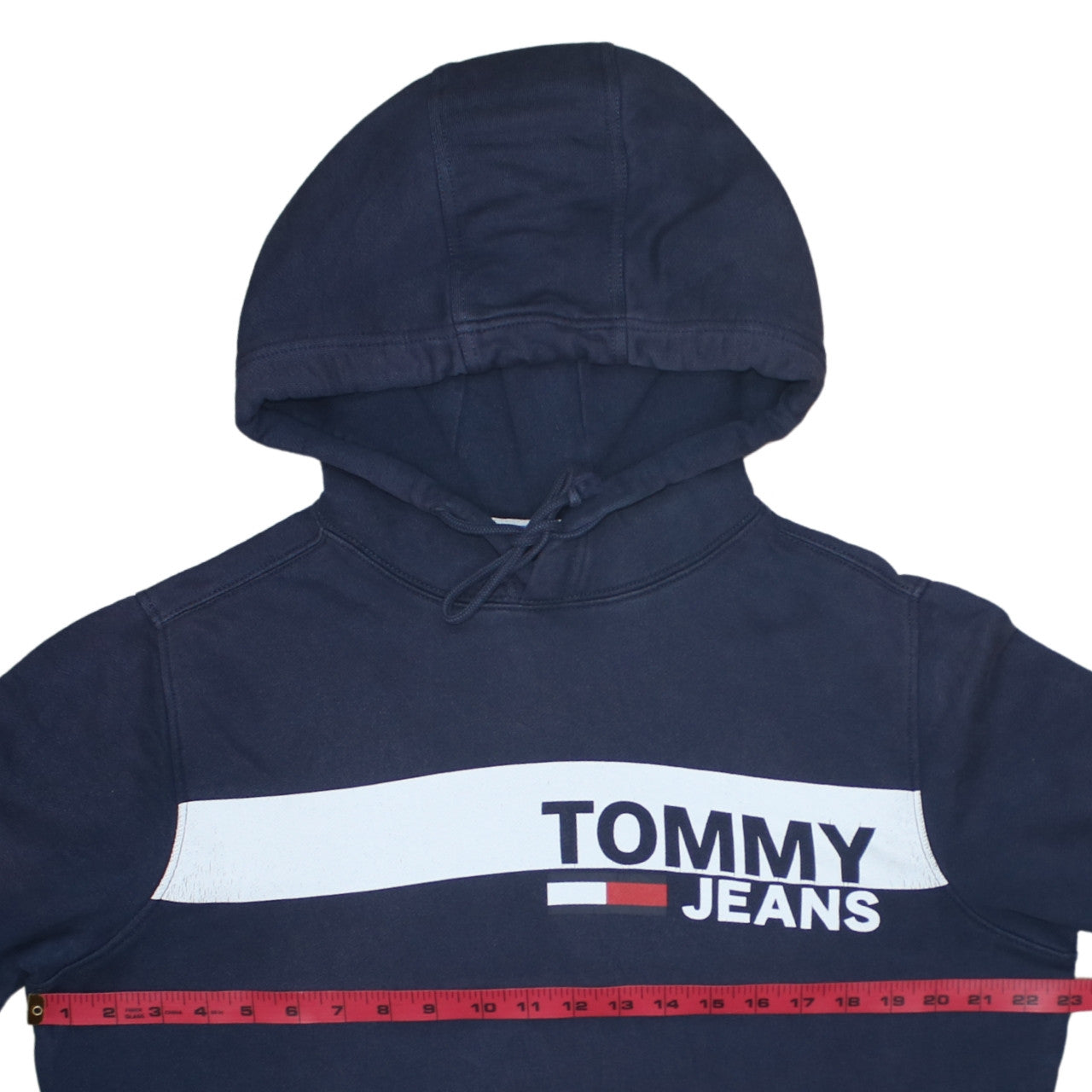 Tommy Jeans Men’s Blue Pullover Hoodie L Logo Fleece Sweatshirt